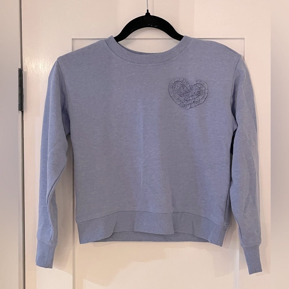 Kid’s Splendid Girls Ruffle Hearts Sweatshirt, Size 10